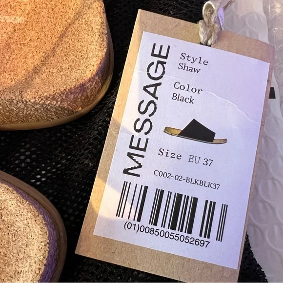 NWT Message Shaw Classic Slide BLACK 37 - Picture 3 of 5